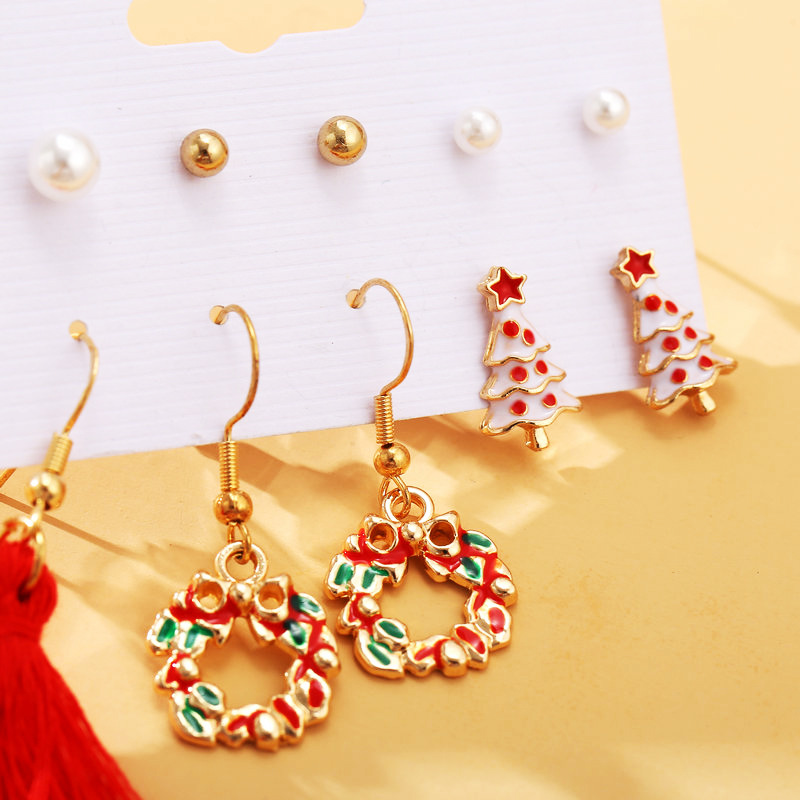 New Christmas Earrings Creative Retro Pearl Tassel Earring Set display picture 6