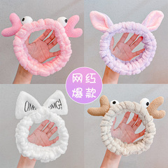 Korean version viral face-washing headband for ladies, makeup hair tie, butterfly bow headband, versatile plush hair accessory, hair decoration
