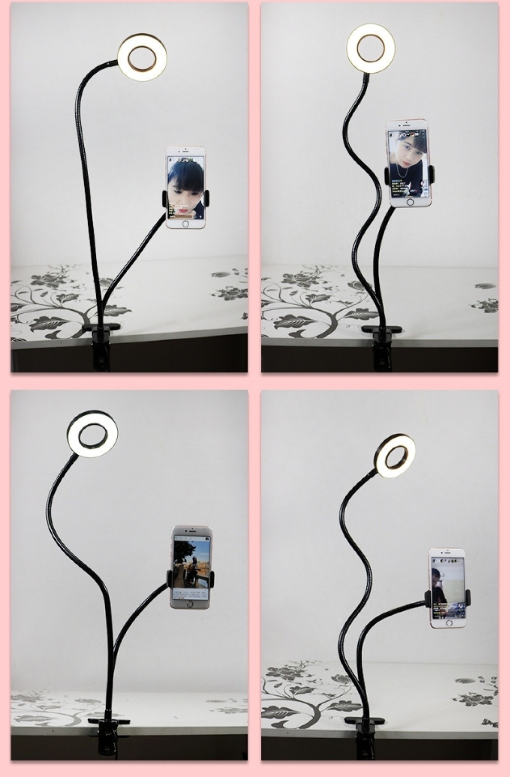 Transfronterizo dos en uno clip Luz de relleno de tres en uno transmisión en vivo anillo de red Clase aprendizaje escritorio ancla fábrica de luz LED