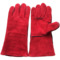 厂家直销红色电焊手套 加长二层牛皮双层全皮绒里焊工焊接手套