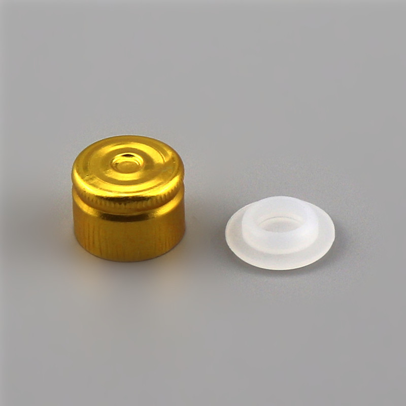 15牙C型口服液硅胶塞+金色铝盖一套 管制瓶白色硅胶塞加铝盖厂家