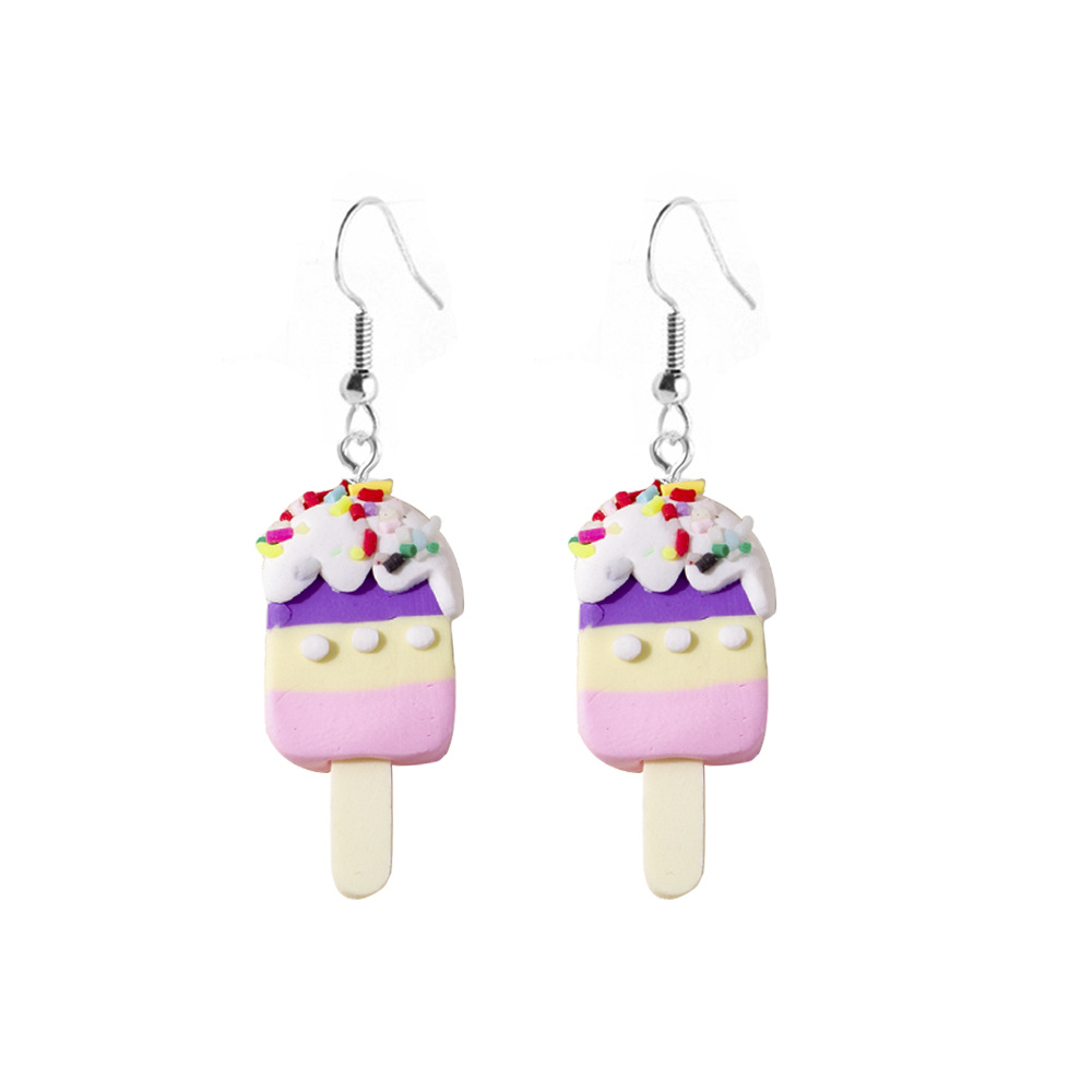 cute creative contrast color mini ice creamshaped resin earrings wholesalepicture5