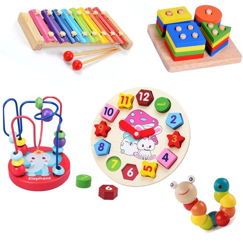Children's educational toys around beads, 1-2 years old, 3-year-old girl baby boy, infant early education building blocks 6-12 months old