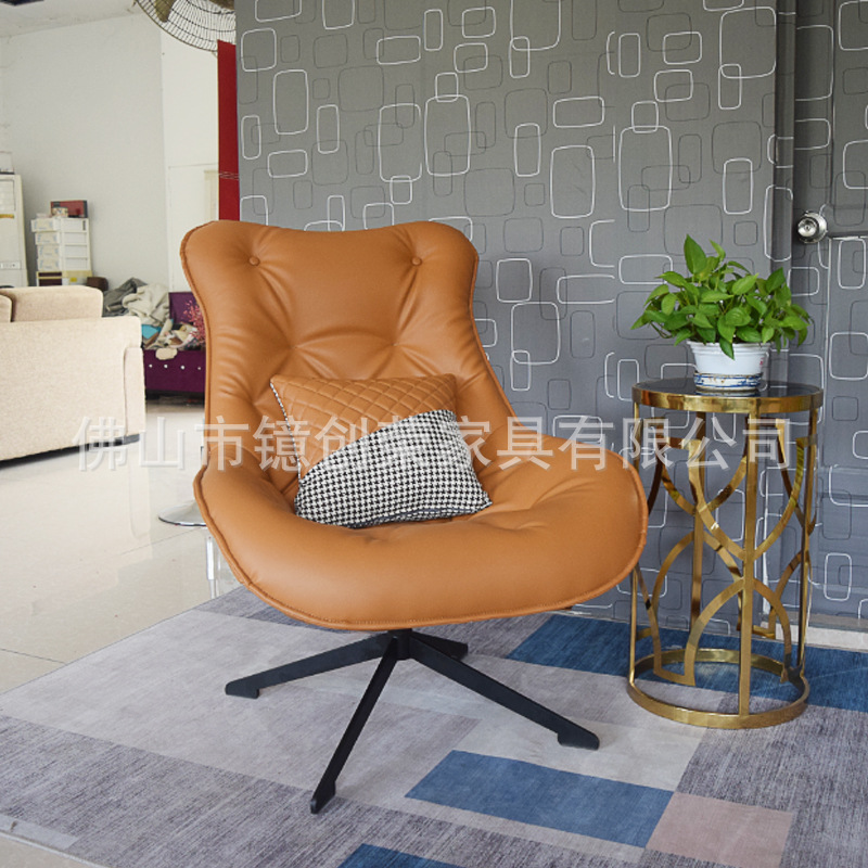 北欧单人沙发椅现代简约轻奢单椅躺椅客厅设计师可旋转休闲椅