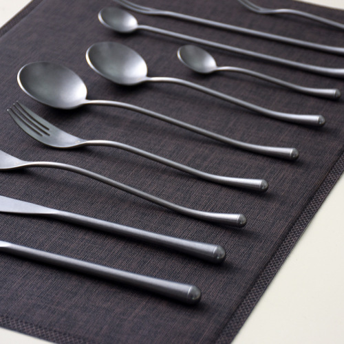 Retro old 304 stainless steel western tableware set Japanese main meal knife, fork and spoon restaurant household fruit fork tea spoon