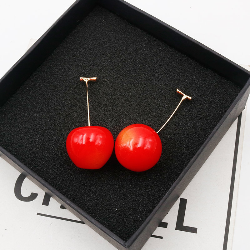 1 Paire Sucré Cerise Placage Alliage Résine Boucles D'oreilles display picture 7