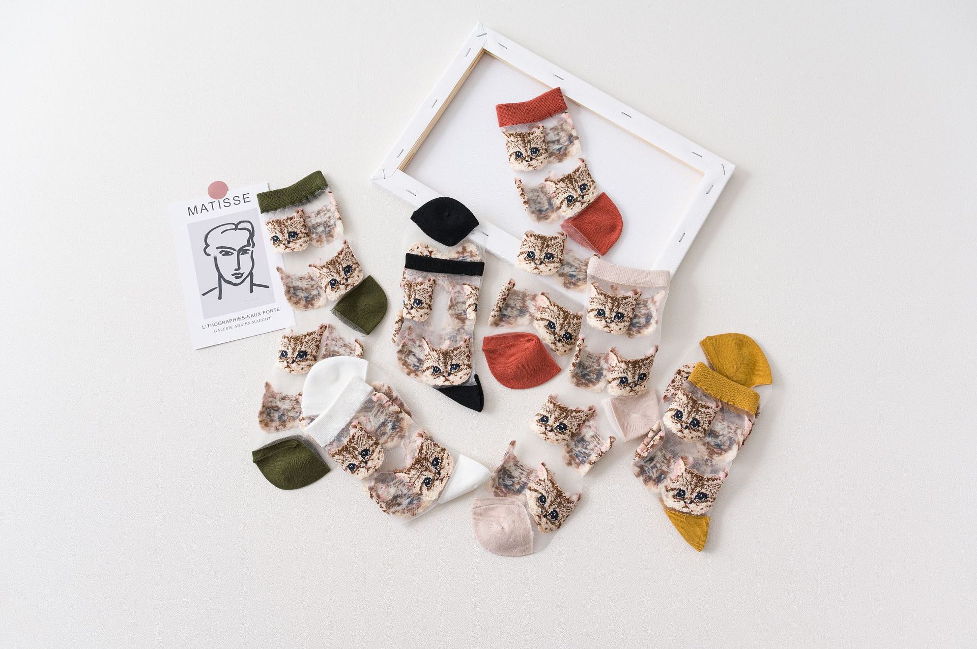 Women's Fashion Cat Cotton Crew Socks display picture 4