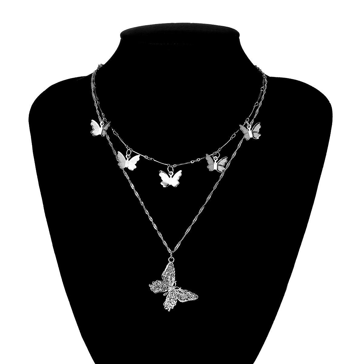 Fashion Jewelry Wild Hollow Animal Geometric Ornaments Temperament Small Butterfly Tassel Necklaces display picture 9