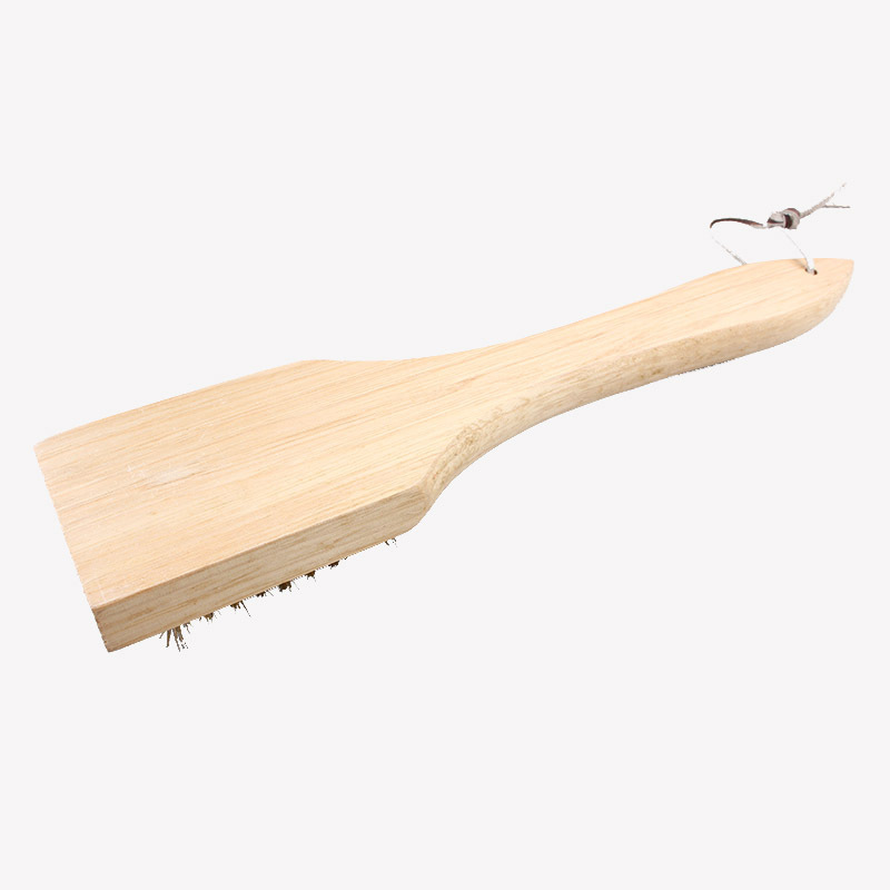 Cepillo de alambre de mango de madera directo de fábrica barbacoa parrilla cepillo de limpieza cepillo de alambre de cobre tira de chapa de acero