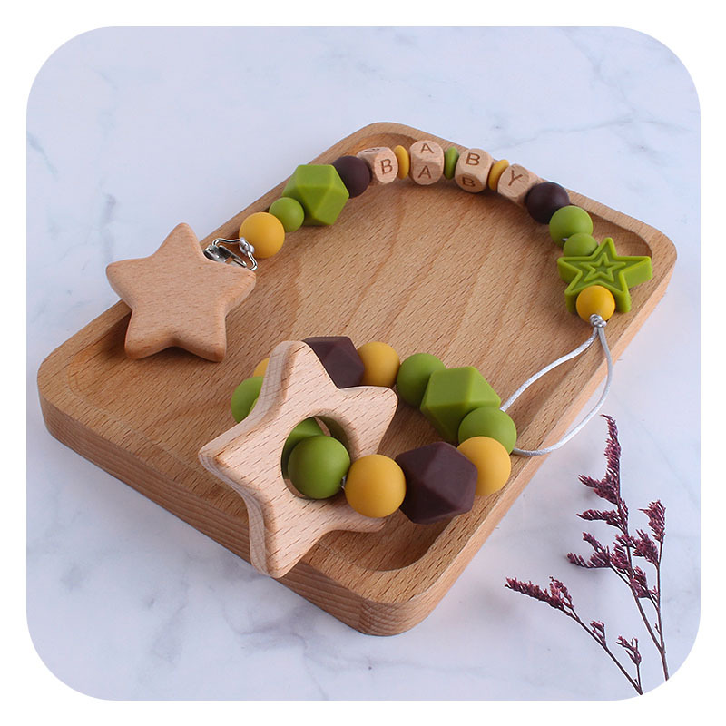 Creativo DIY bebé haya estrella de cinco puntas juguete mordedor bebé Seguridad Protección del Medio Ambiente pulsera de cuentas de silicona mordedor