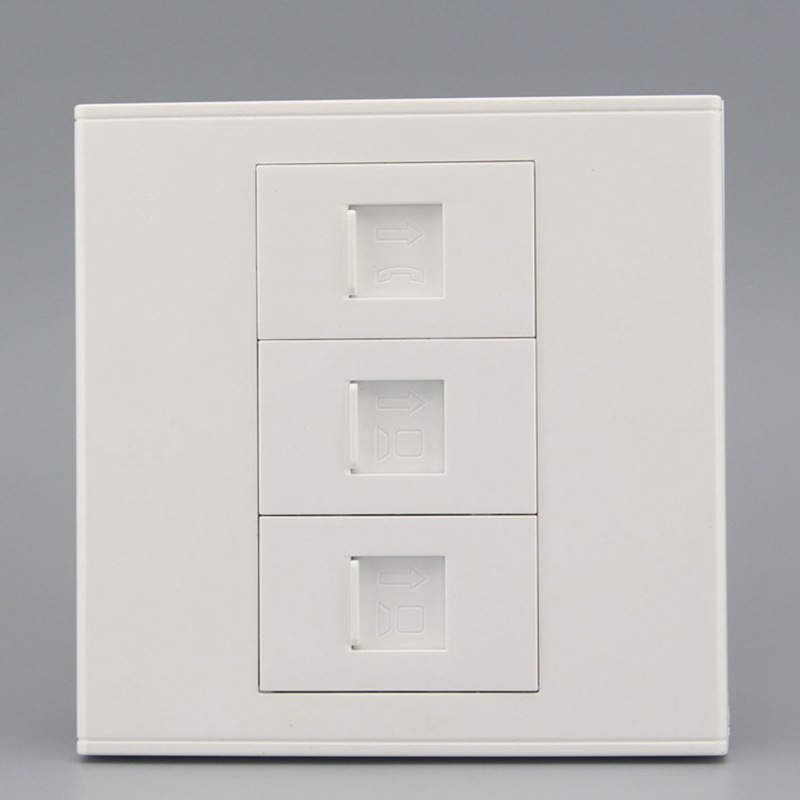 86型2个六类网络带电话插座面板 二位CAT6千兆电脑加语音墙壁插座