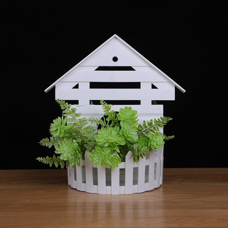 悬挂式吊盆花盆挂墙栅栏花盆壁挂花盆墙花盆创意壁挂仿真花艺塑料详情图8