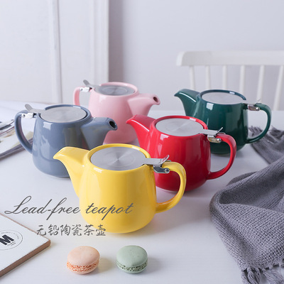 Lead-free ceramics teapot Ceramic tea set Tea kettle Stainless steel filter Tea makers hotel to work in an office wholesale