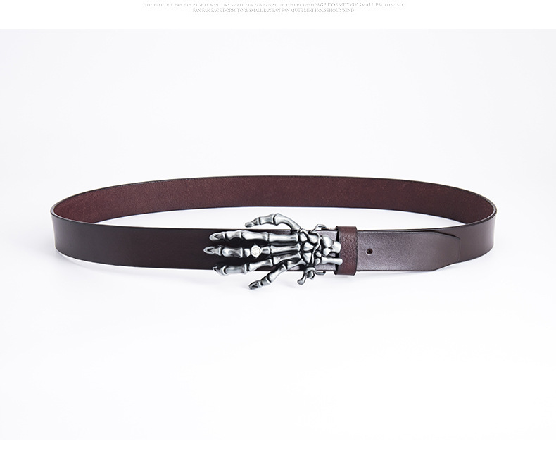 Men's Leather Belt With Skull Claw Buckle For Biker Style_voghion.com