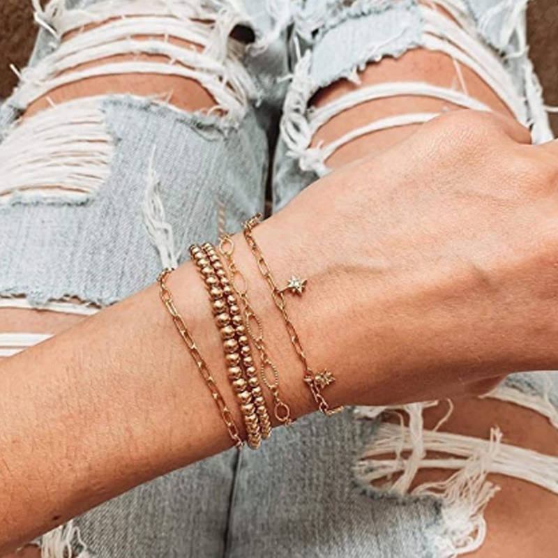 Bracelet polyvalent en cuivre, perle en or véritable, coloré, Style plage, géométrique, élastique, à la mode, nouvelle collection 2023, offre spéciale_voghion.com