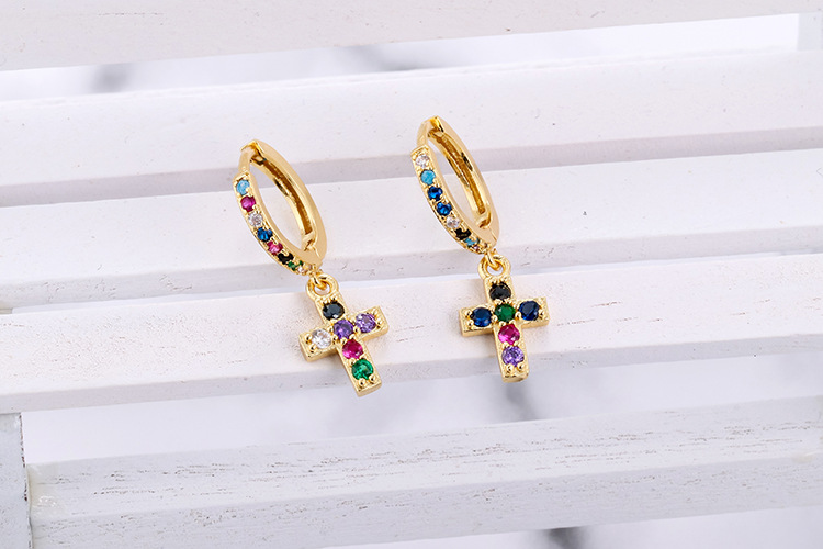 10g Weight Zircon Inlay Material Earrings Classification Housewarming, Anniversary, Business, Wedding, Travel, Birthday, Festival Occasion Copper Material Geometric Pattern Women'S Gender Plating Design Fashion Style Copper Plating Geometric Zircon 5