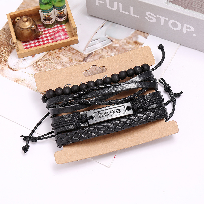 New jewelry retro woven cowhide bracelet DIY combination suit leather jewelry wholesale nihaojewelry