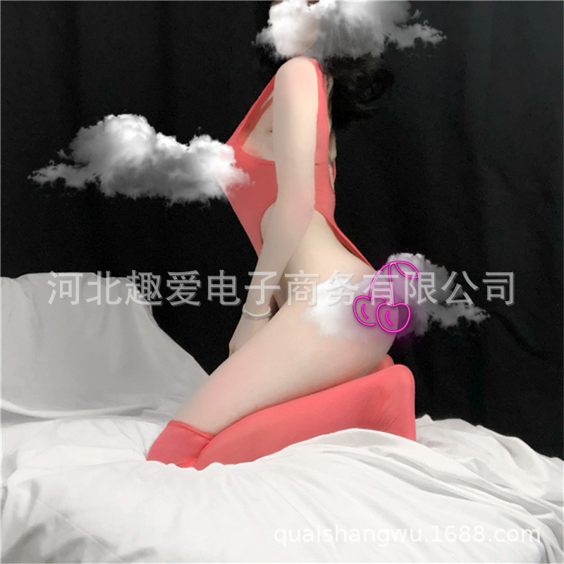 Be your cat and I'll cover your sexy underwear, high-fork jumpsuit, ice silk, transparent tight T-shaped to tempt European and American 7092