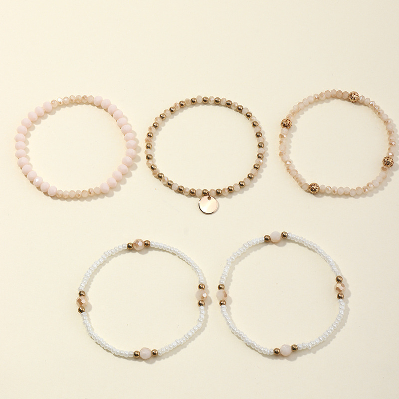 Wholesale Imitation Pearl Rice Beads Elastic Handmade 5-piece Bracelet display picture 5