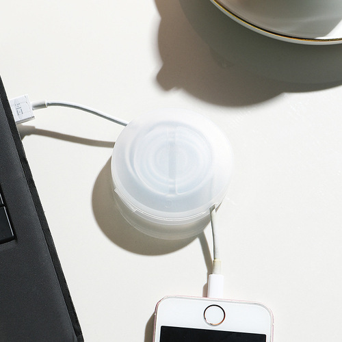 Cross-border round rotatable headphone data cable storage box mini multi-function computer desktop cable winder