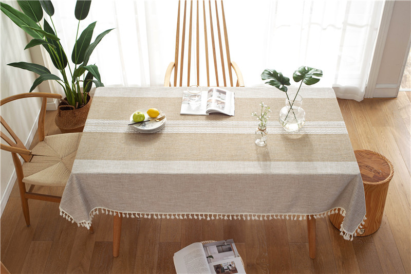 INS Cross-border Jacquard-Tischläufer, Baumwoll-Leinen-Tischdecke mit Quasten, rechteckige Couch- und Esstischdecke_voghion.com