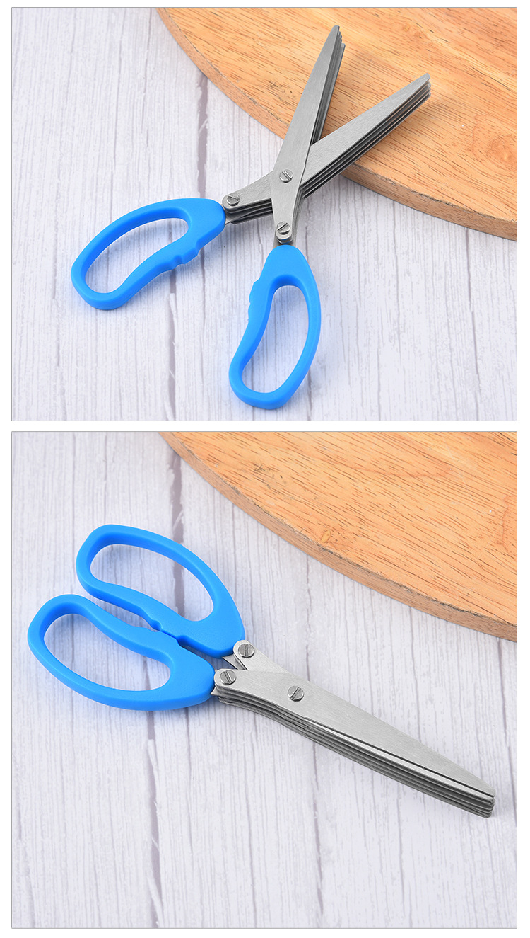 厂家现货 五层葱花剪刀办公碎纸剪 不锈钢厨房料理剪 蔬菜剪刀详情10