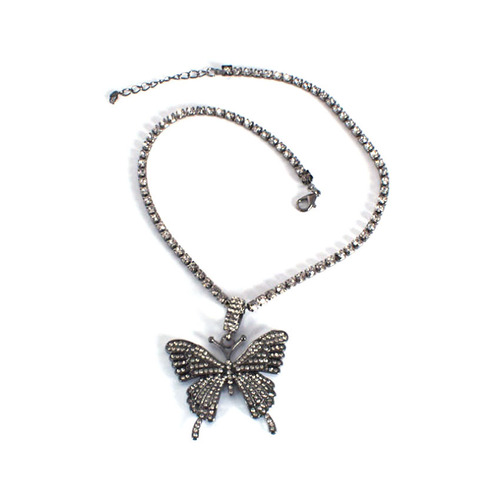 European and American fashion hot selling exaggerated ins fashion punk style Hip-Hop diamond large butterfly necklace women's jewelry wholesale