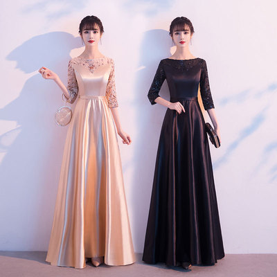 Evening Dresses cocktail party banquet dress vestido de banquete de cóctel Black chorus dress female season chorus performance dress long dress