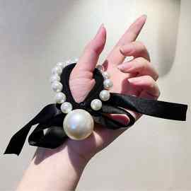 日系蝴蝶结珍珠头绳女 潮流韩版小香风头饰扎马尾橡皮筋发圈发饰