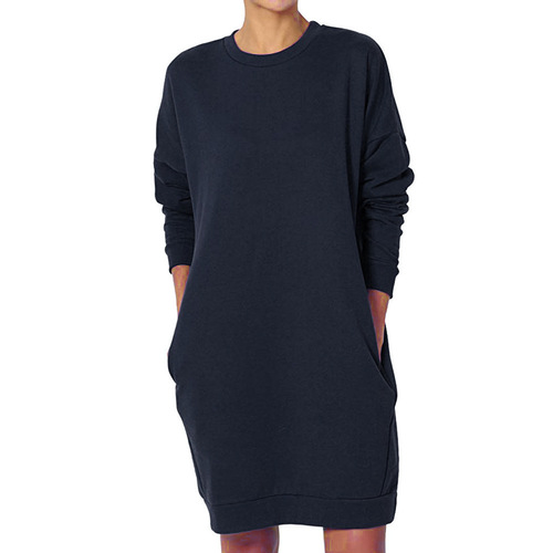 Factory 2025 Autumn/Winter Plus Size Women's Hooded Crew Neck Solid Color Casual Long Pocket Sweatshirt