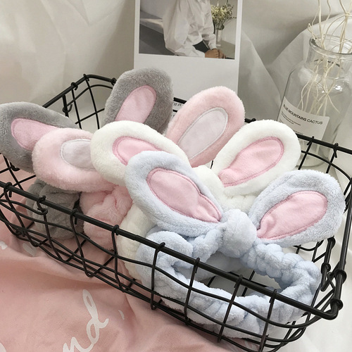 Cute and Adorable 3D Rabbit Ears Face Washing Makeup Face Mask Hair Tying Band Hair Clip Korean Hair Accessory Headwear Hair Pin