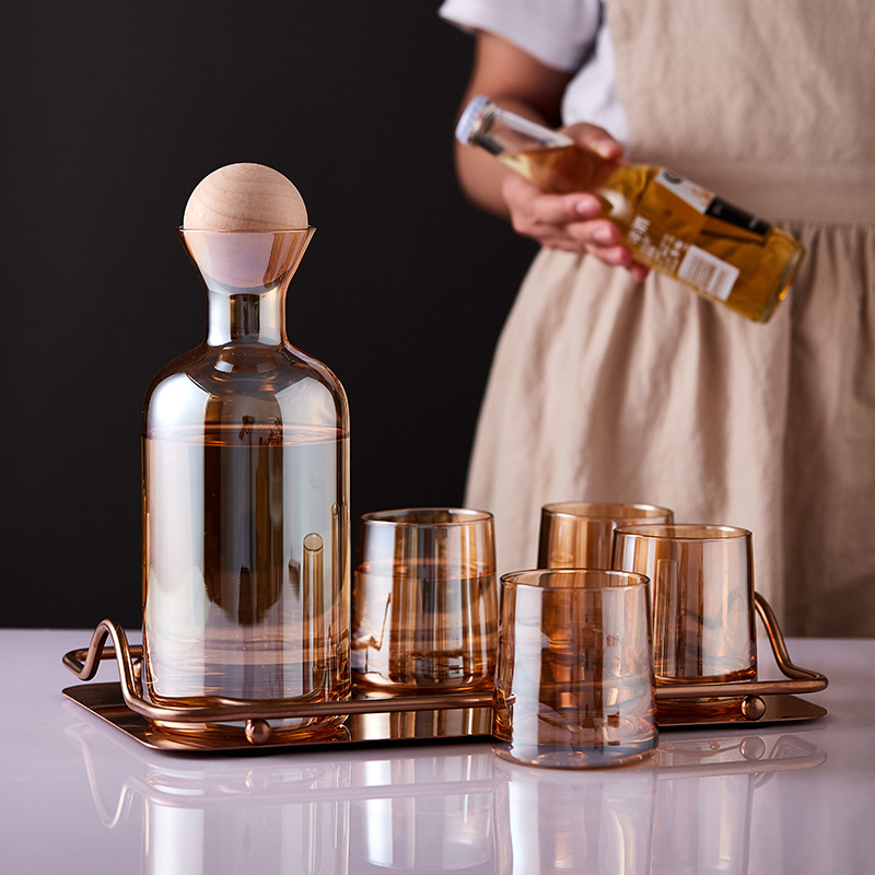 丹麥冷水壺水杯家用套裝北歐創意玻璃水具大容量果汁壺紮壺涼水瓶