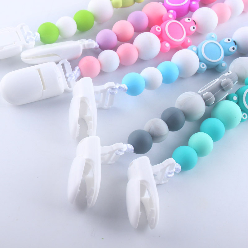 Bebé tortuga de silicona pezón Cadena de clip dientes de bebé Cadena de molienda cadena anti-caída calmante teether pezón