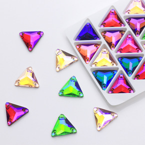 Colorful AB triangle flat clasp hands  sewn crystal glass crystal gemstones rhinestones garment accessories dance evening party stage performance dress accessories