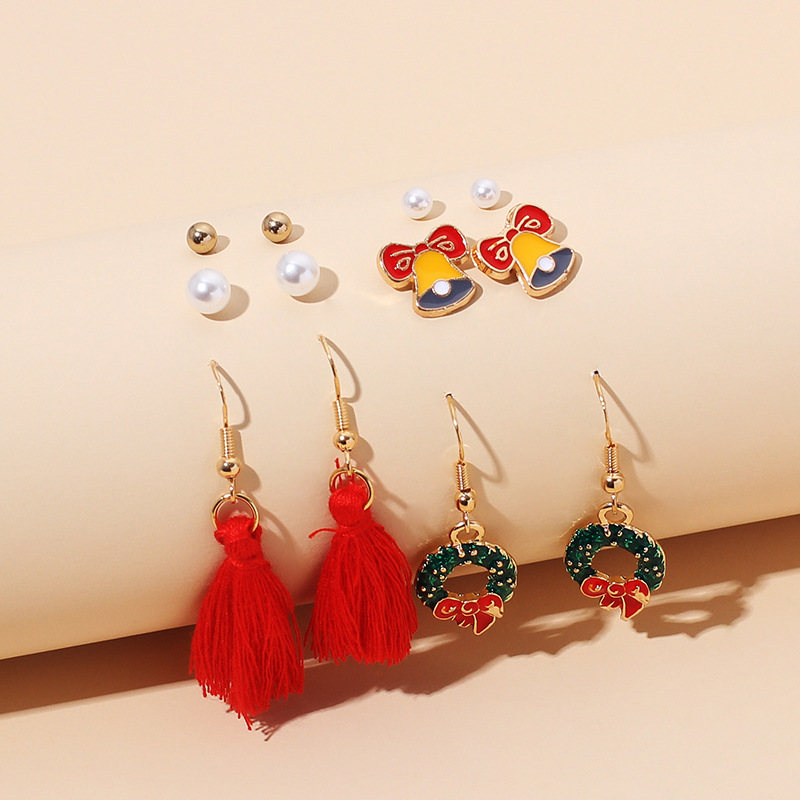 8g Weight Earrings Classification Wedding, Travel Occasion Women'S Gender Vintage Style Style  New  Cute Cartoon Christmas Earrings Set 7