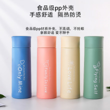厂家批发双层提手玻璃水杯宣传活动广告礼品杯子logo圆形商务礼品
