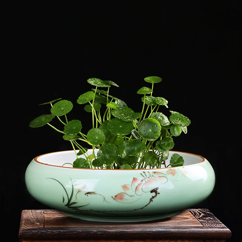 Медная денежная трава специальный цветочный горшок для Нарцисса Простая вода небольшой размер Домашний гидропонный цветочный горшок керамический ручная роспись селадона оптом