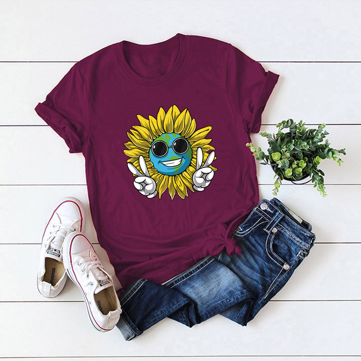  casual sunshine sun short sleeve women s T-shirt NSSN1770