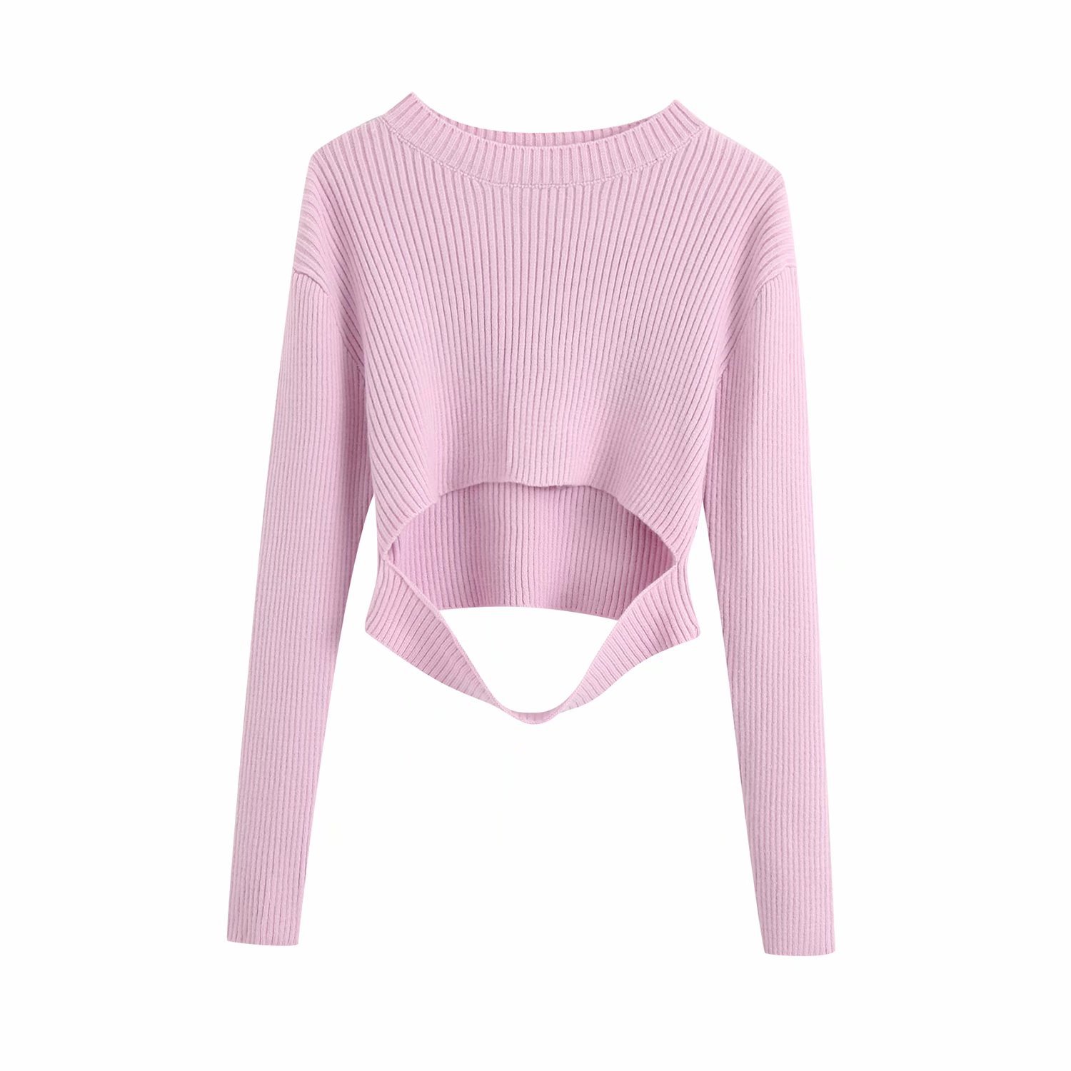 fall navel open short women s pullover sweater  NSAM6745