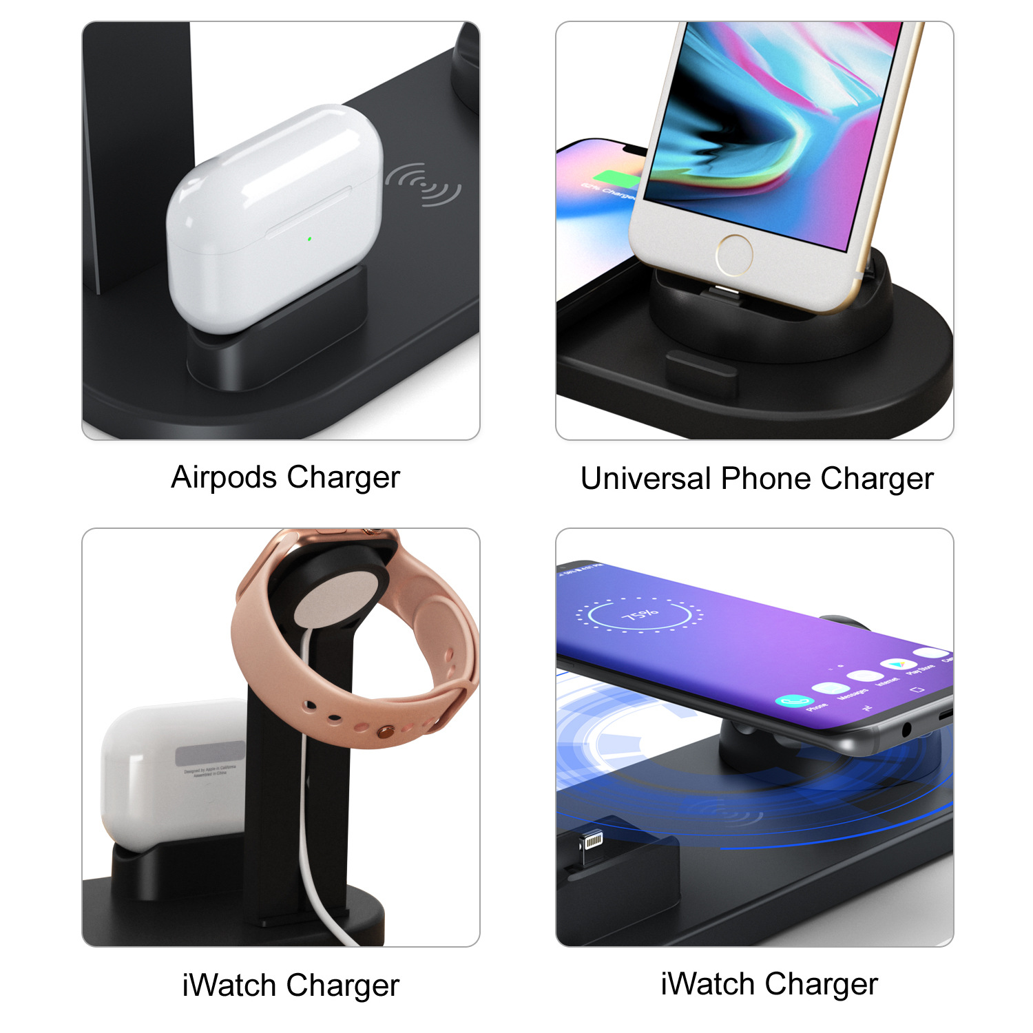 Mobile Phone Wireless Charger Mobile Phone Wireless Charging Desktop Bracket Three-in-one Wireless Charging