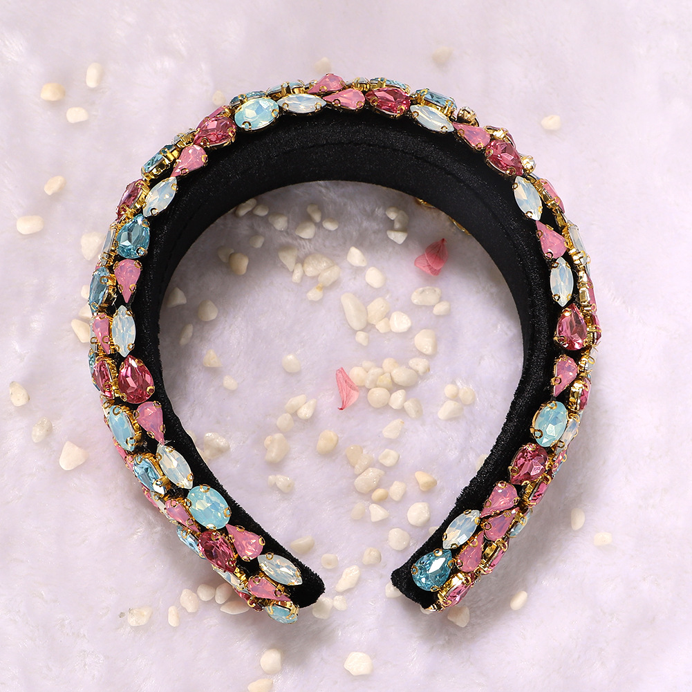 Drop-shaped Colored Diamonds Inlaid Exaggerated Women's Headband Wholesale Nihaojewelry display picture 6