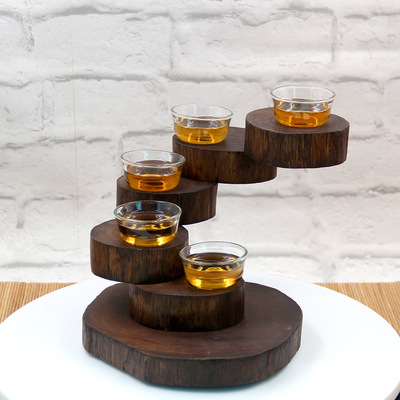 五层创意个性木制摆件 步步高升实木餐具摆饰 多肉植物客厅摆台