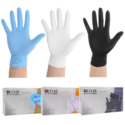 厂家供应食品级蓝色丁晴手套 丁腈检查9寸一次性防护可出口厚白板|ms