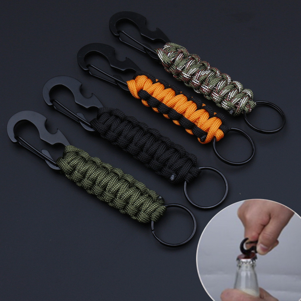 Manufactor Direct selling outdoors Carabiner Key chain black Quickdraw Carabiner Umbrella rope weave Key ring