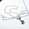 Brand small design retro universal necklace from pearl, short chain for key bag , Korean style, internet celebrity