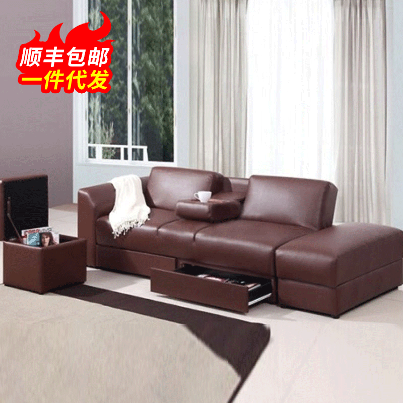 客廳沙發床兩人簡約現代多功能沙發可儲物皮藝沙發床定制廠家