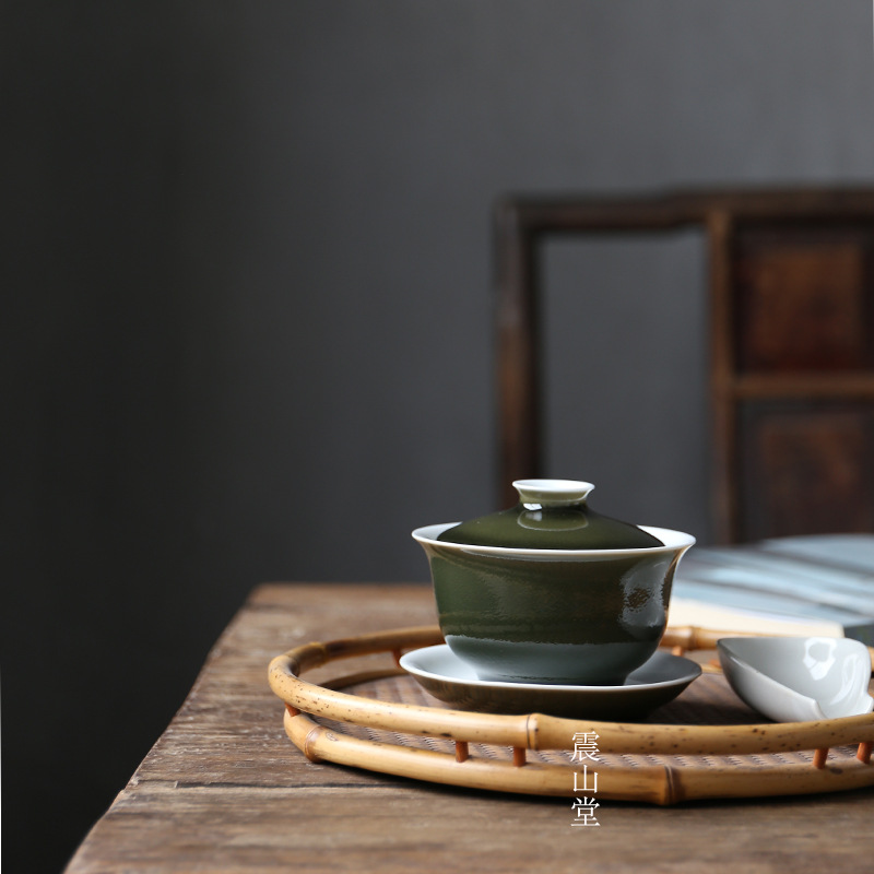 Hand embryo Pure handwork Cover bowl teacup single tea set Cover bowl Jingdezhen Cover bowl household Direct selling