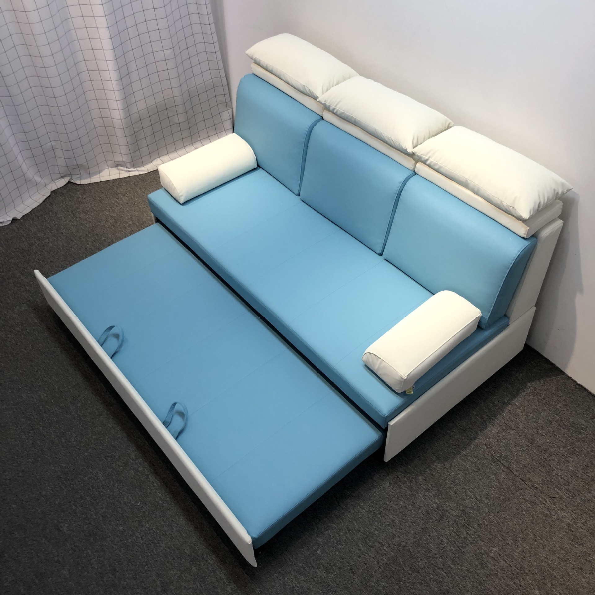 Función doble sin reposabrazos sofá cama pequeño apartamento doble triple reposacabezas funcional sofá cama
