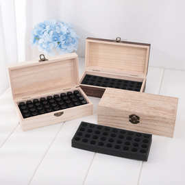 跨境现货收纳木盒 36格1-3ML精油瓶大容量木盒 松木制简约展示盒