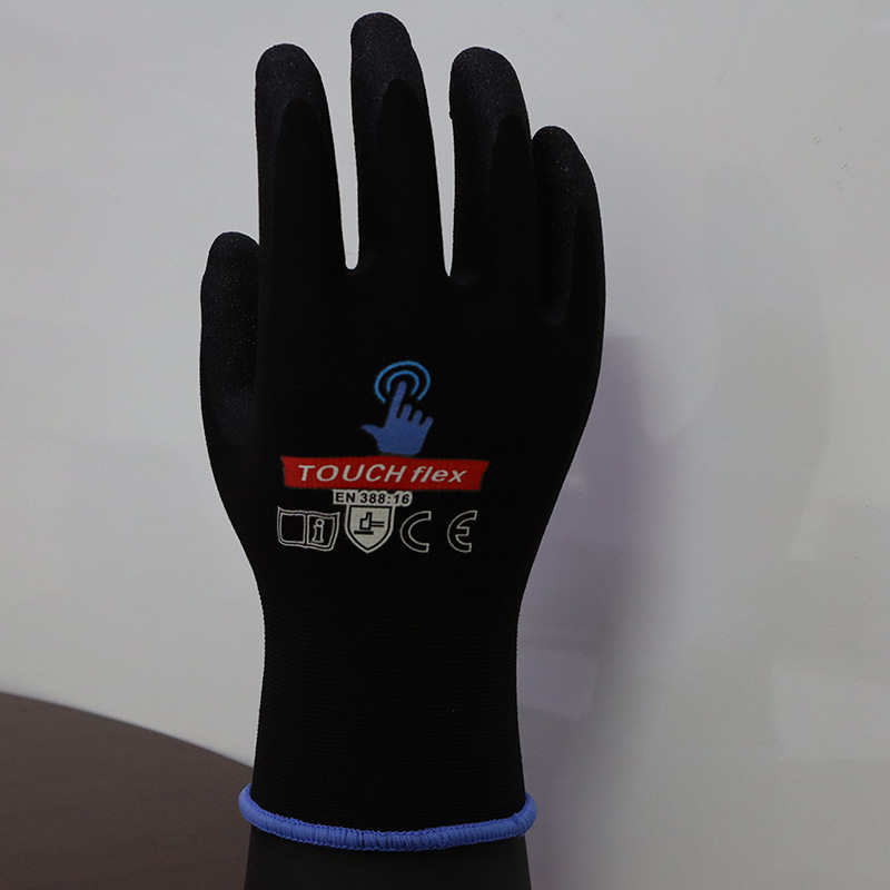 厂家直销   黑丁腈磨砂手套